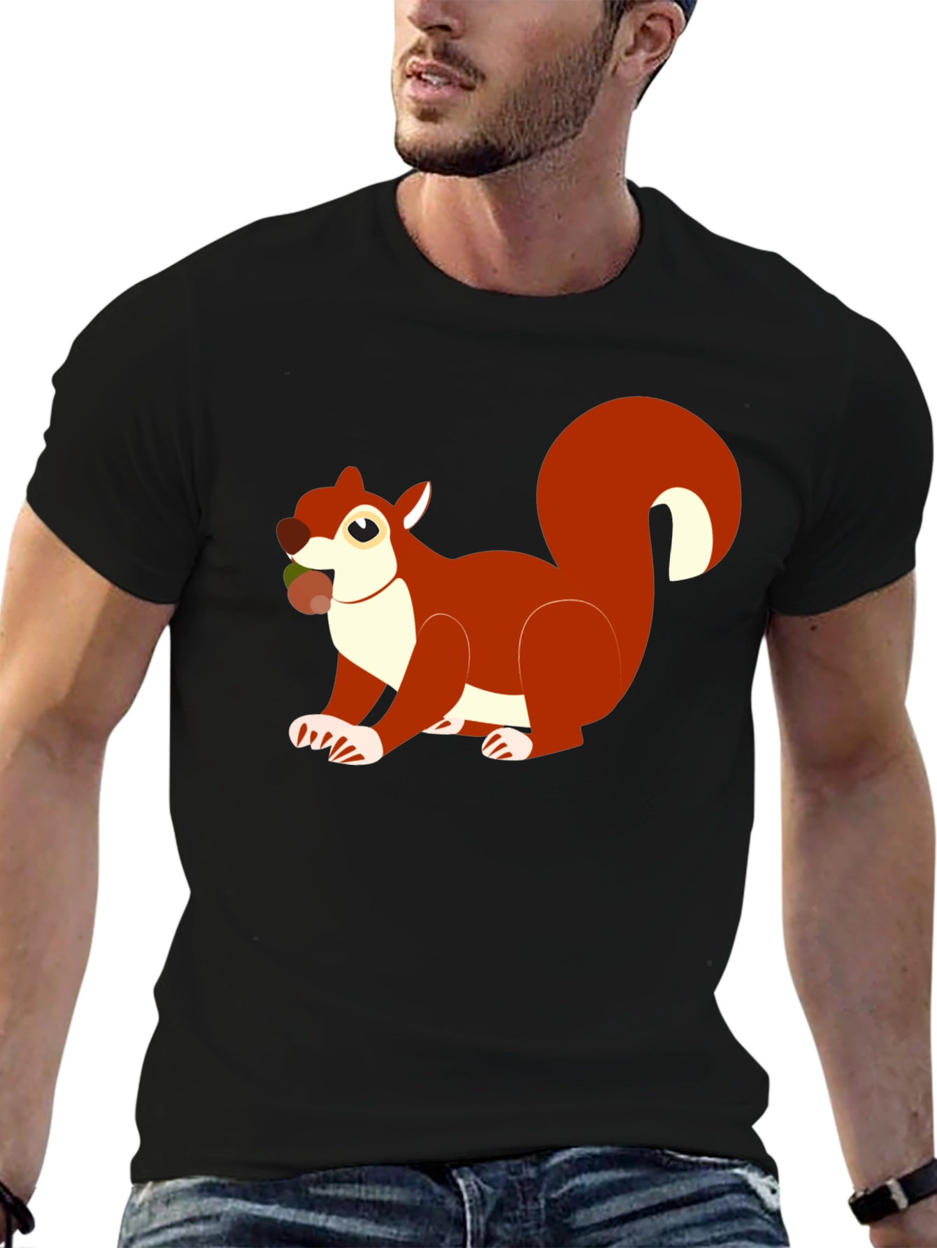 Squirrel Graphic Tee - Black Cotton Blend