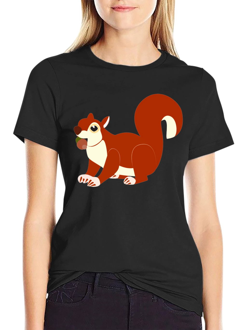 Squirrel Graphic Tee - Black Cotton Blend