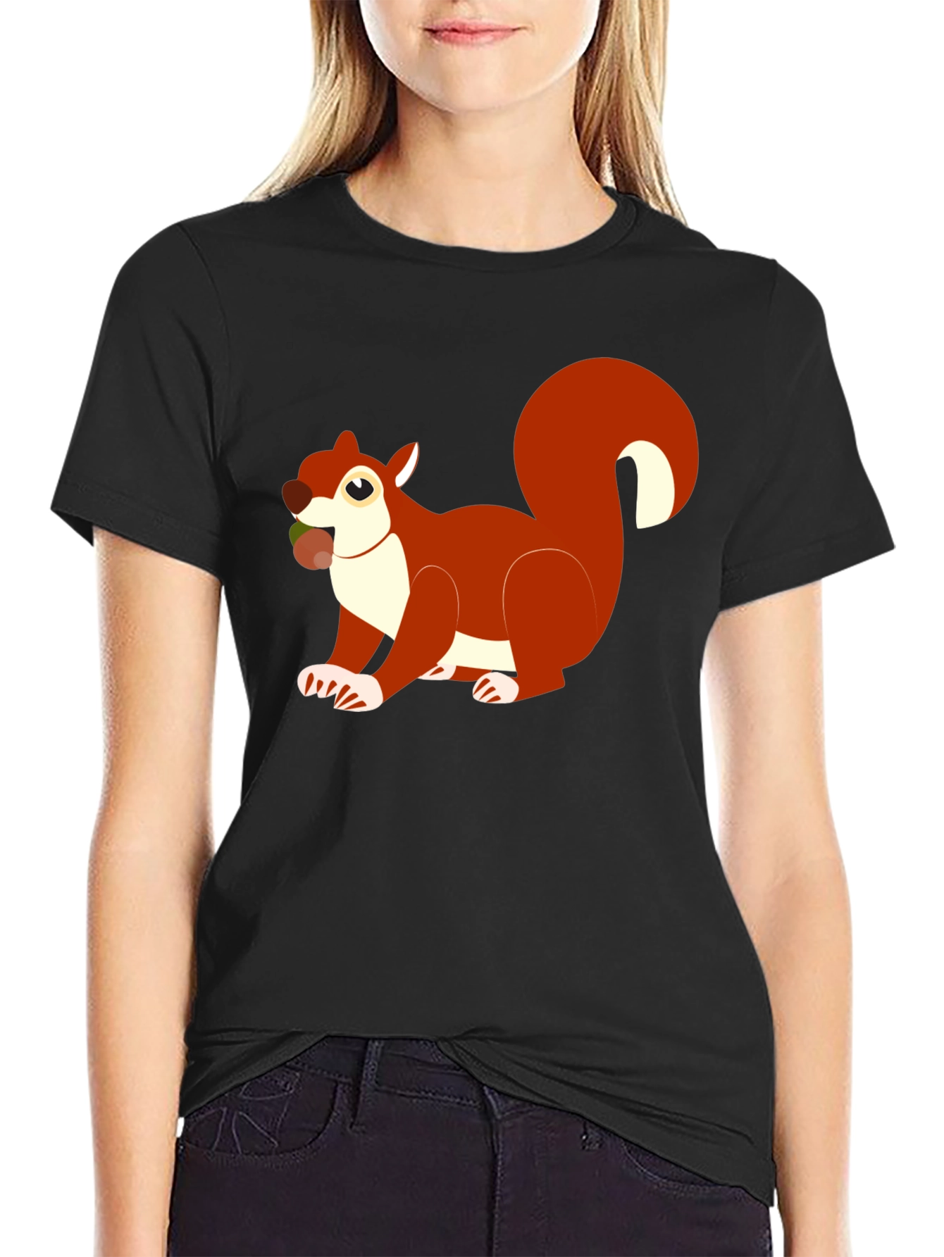 Squirrel Graphic Tee - Black Cotton Blend