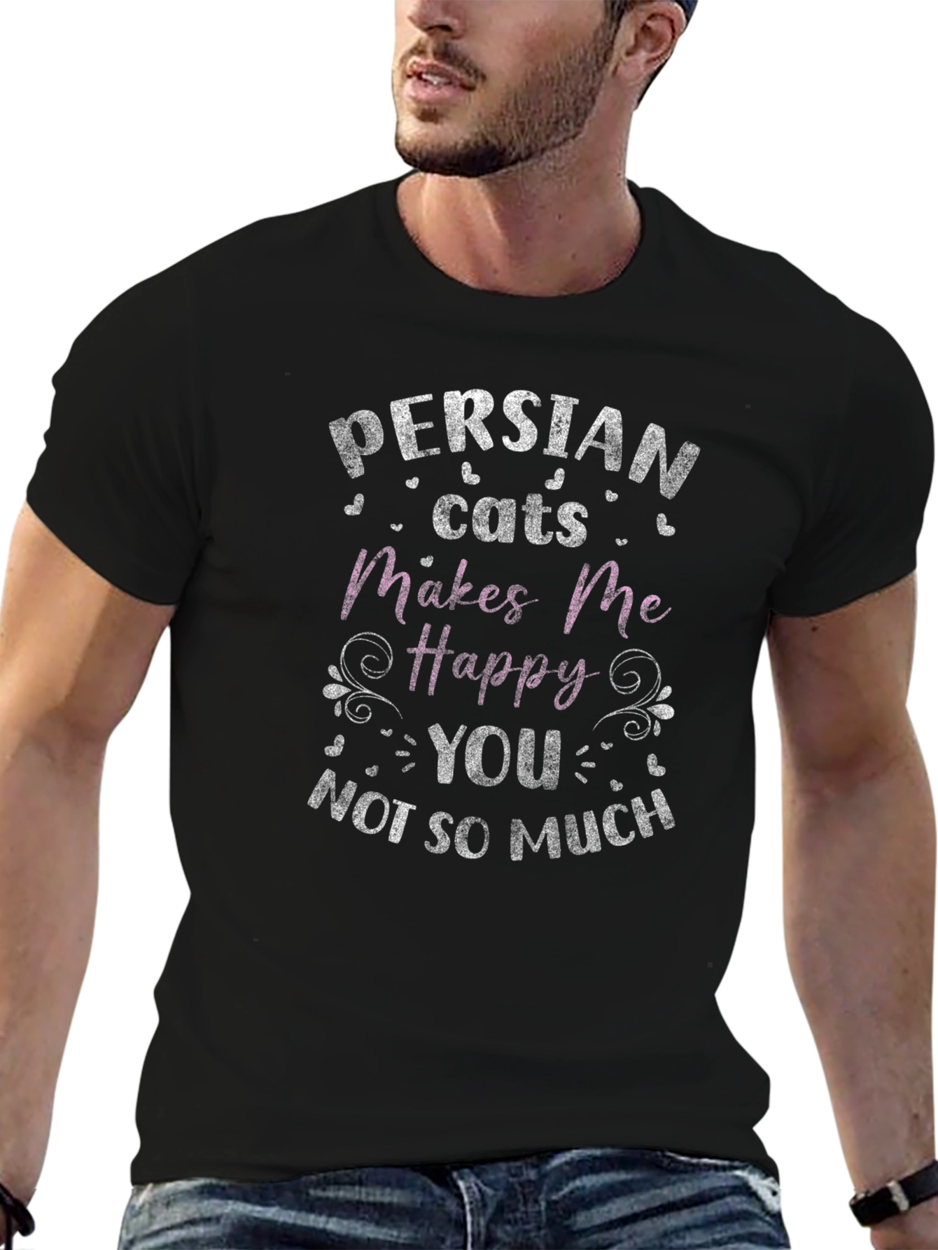 Persian Cat Lover T-Shirt - Makes Me Happy!