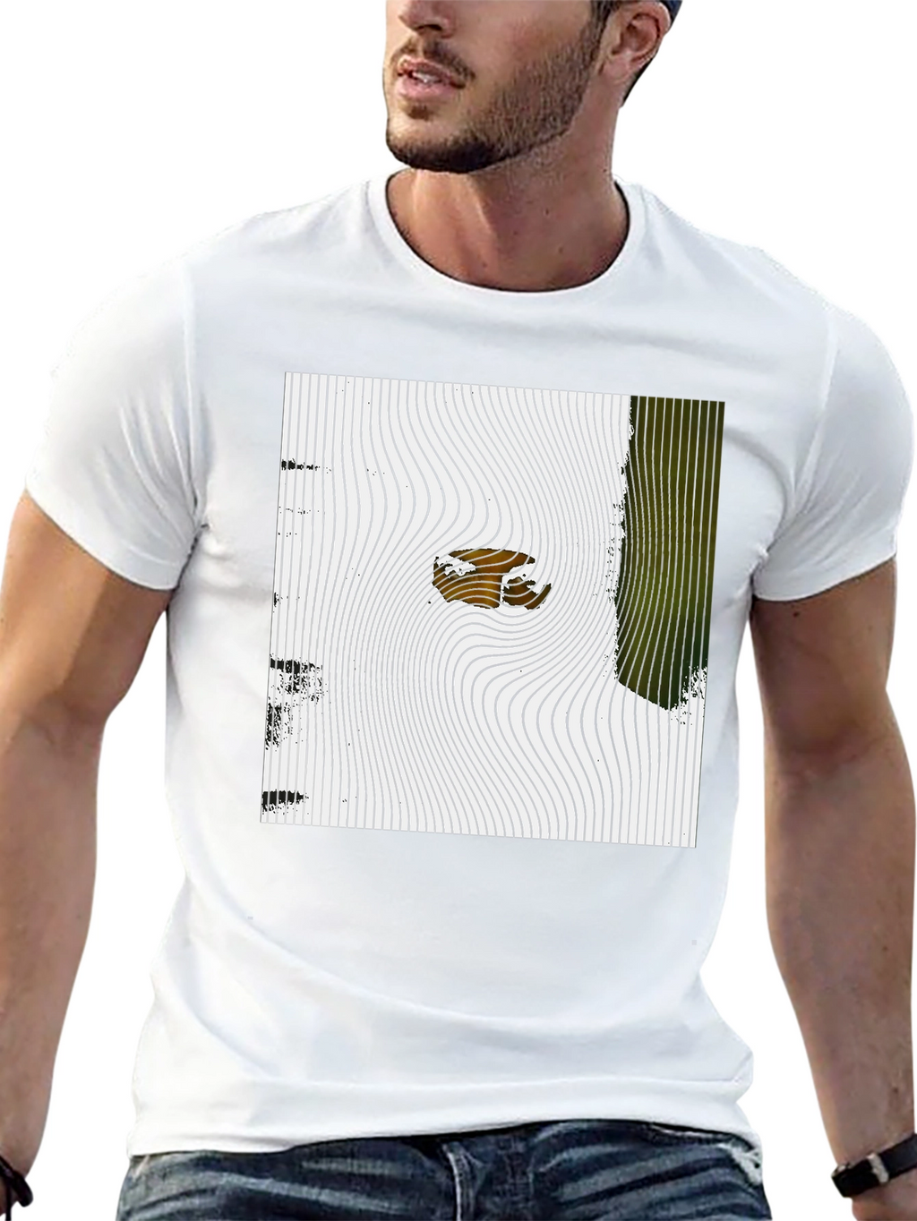 Abstract Graphic Print Mens Black T-Shirt