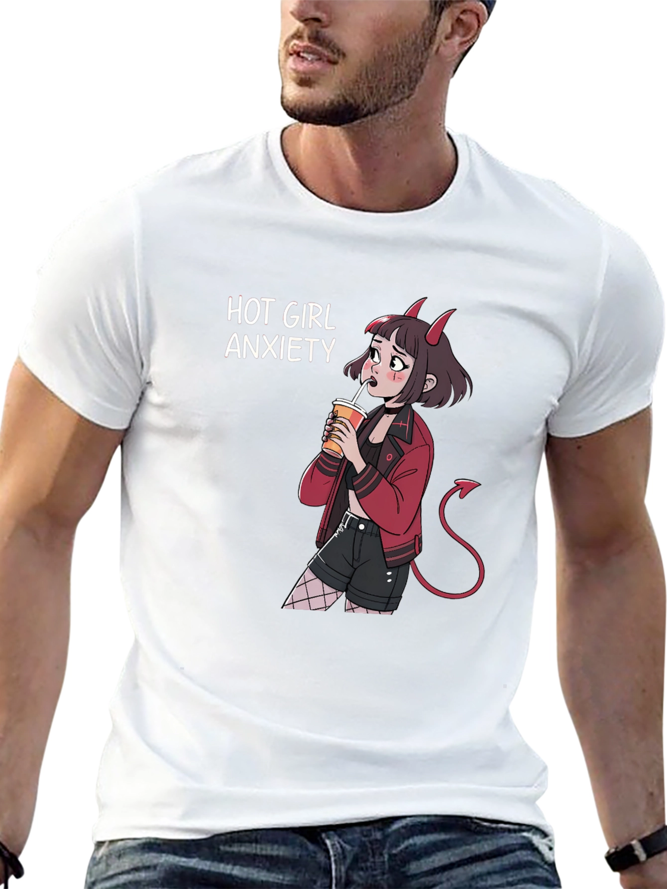 Hot Girl Anxiety Tee - Devil Anime T-Shirt