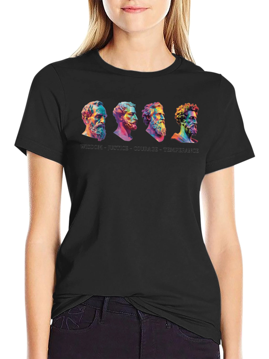 Philosopher Busts T-Shirt: Wisdom Justice Courage