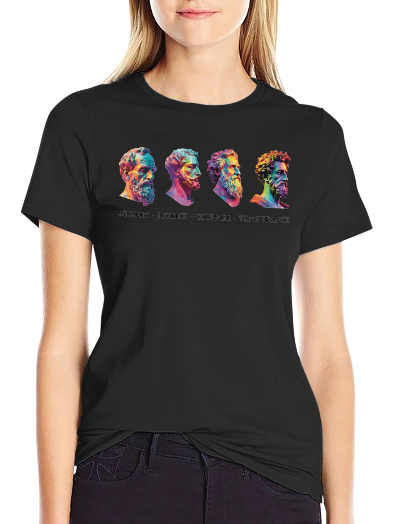 Philosopher Busts T-Shirt: Wisdom Justice Courage