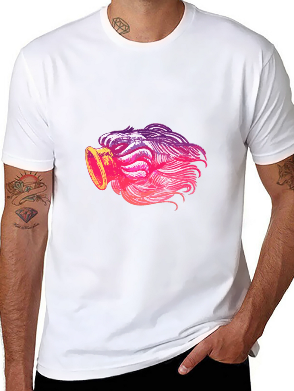 Cool Graphic Tee - Unique Pink Ombre Design