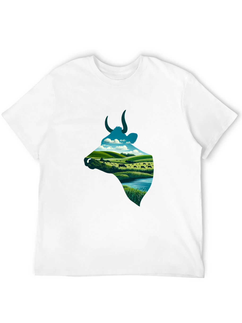 Cow Silhouette Farm Scene Graphic Tee