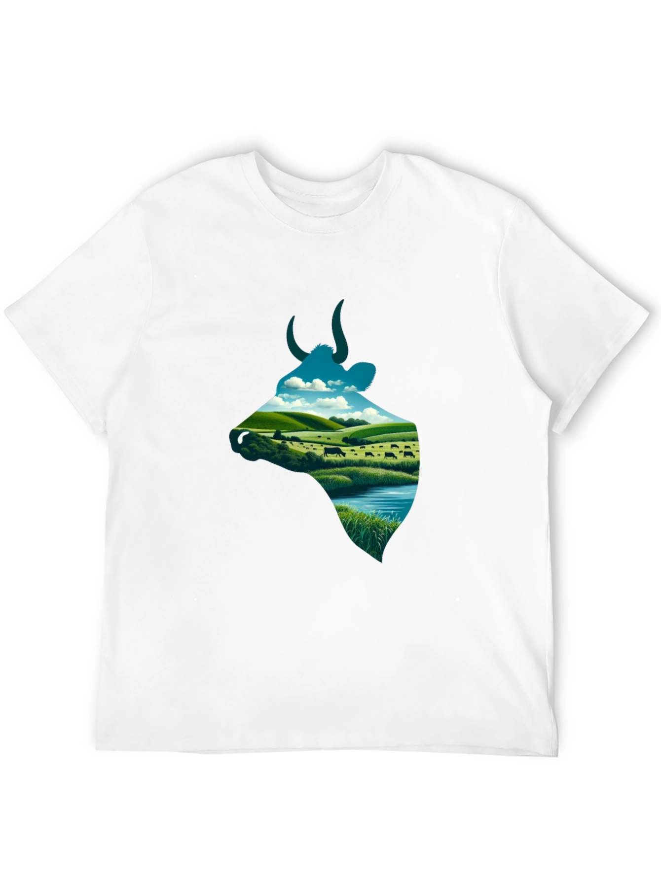Cow Silhouette Farm Scene Graphic Tee