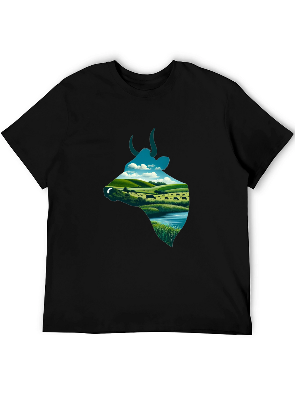 Cow Silhouette Farm Scene Graphic Tee