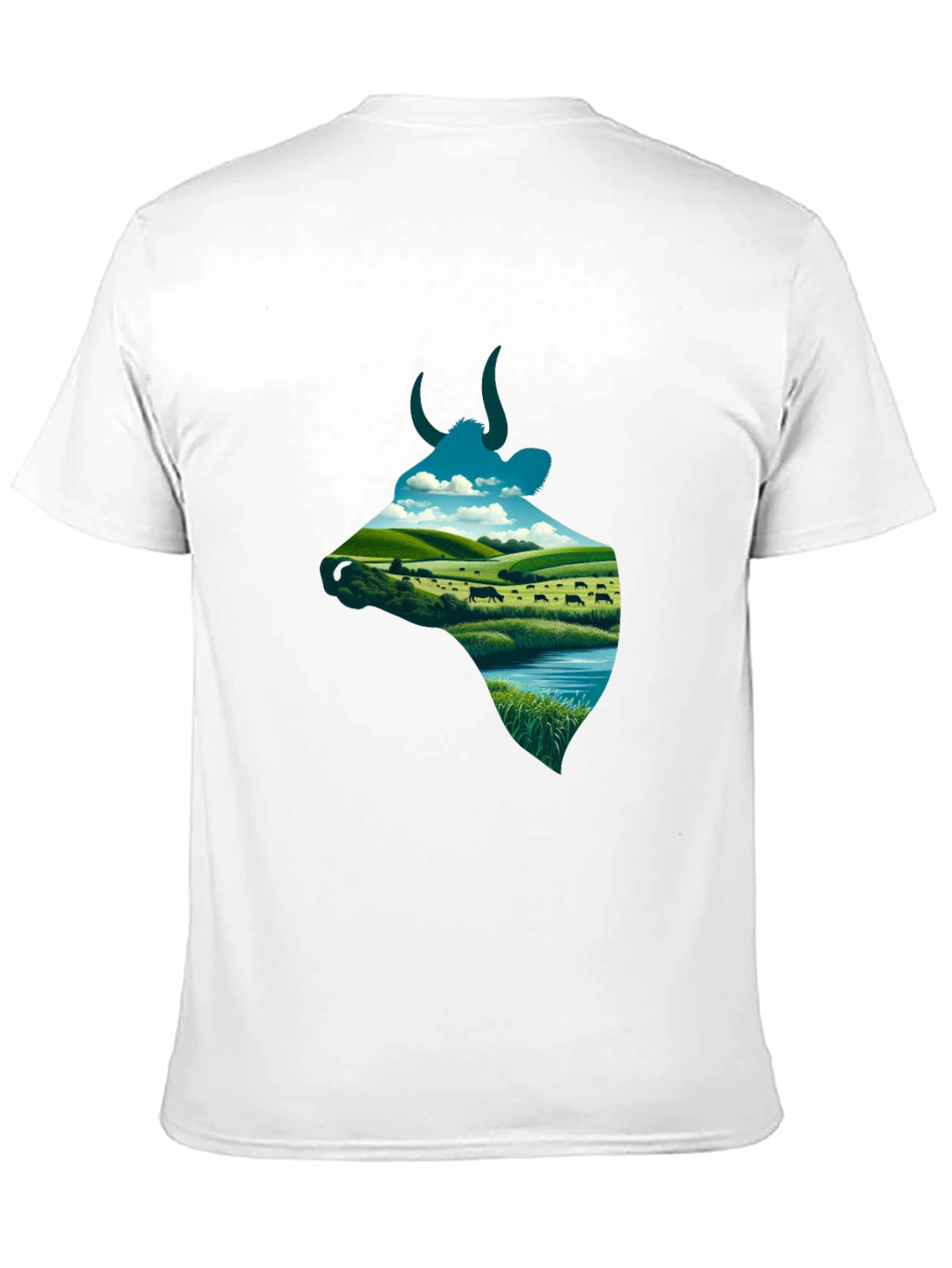 Cow Silhouette Farm Scene Graphic Tee