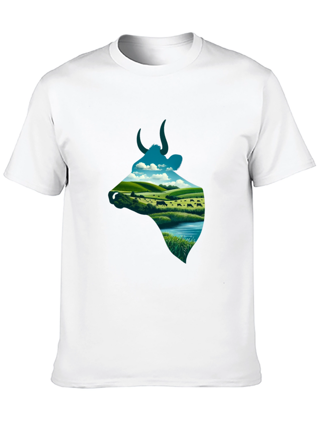 Cow Silhouette Farm Scene Graphic Tee