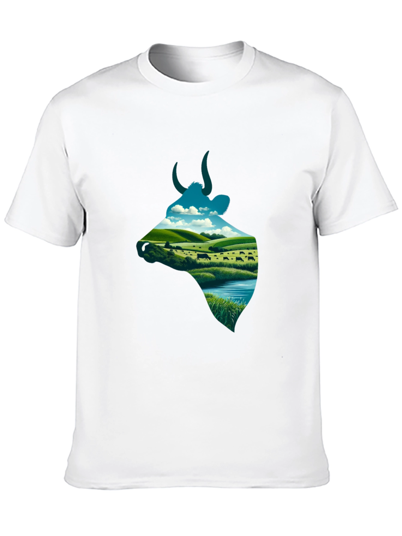 Cow Silhouette Farm Scene Graphic Tee