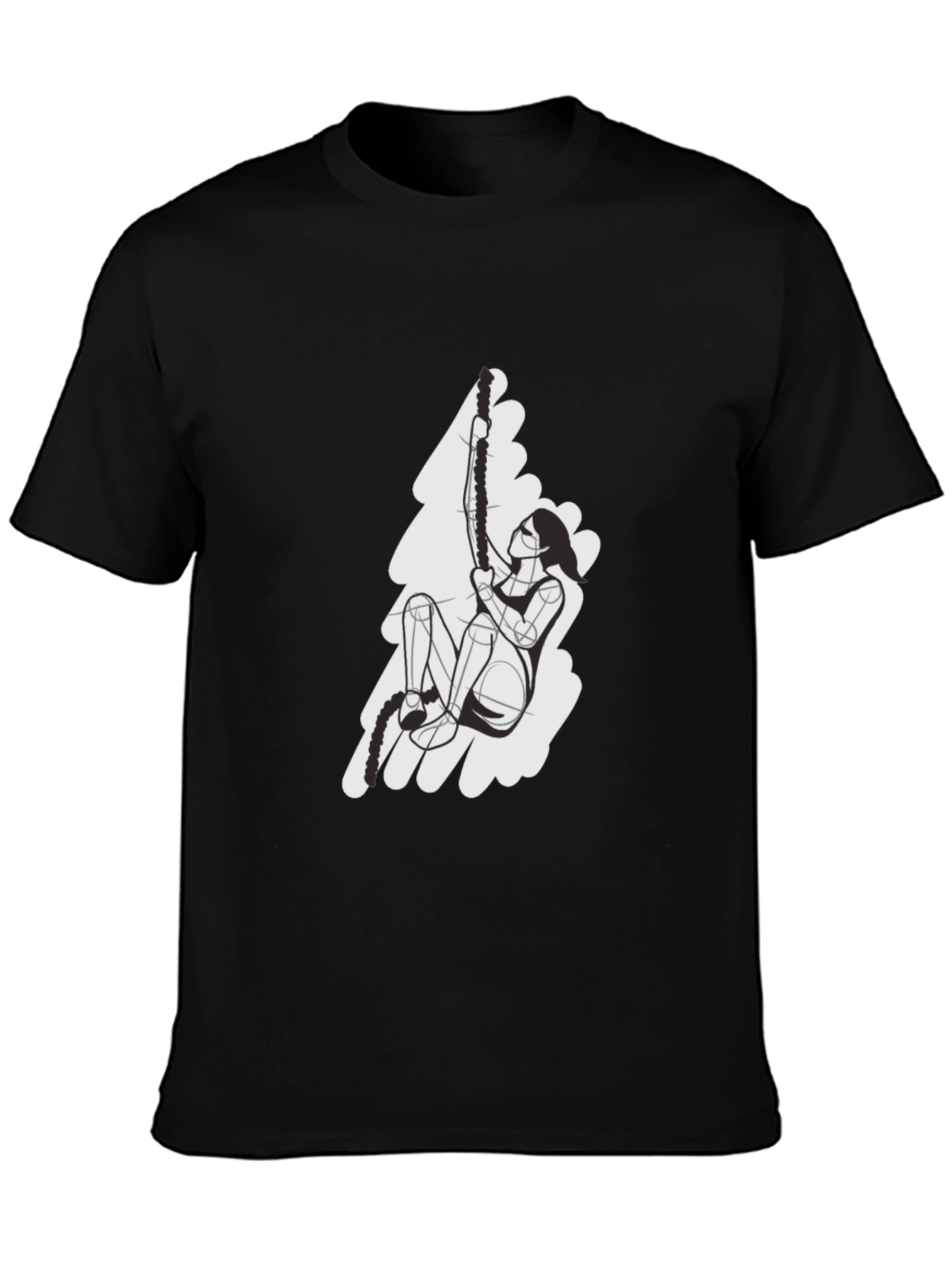 Rope Climbing Graphic T-Shirt - Black Cotton Tee