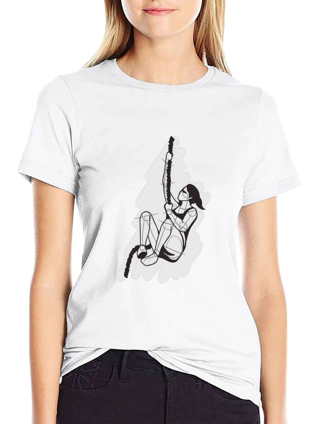 Rope Climbing Graphic T-Shirt - Black Cotton Tee