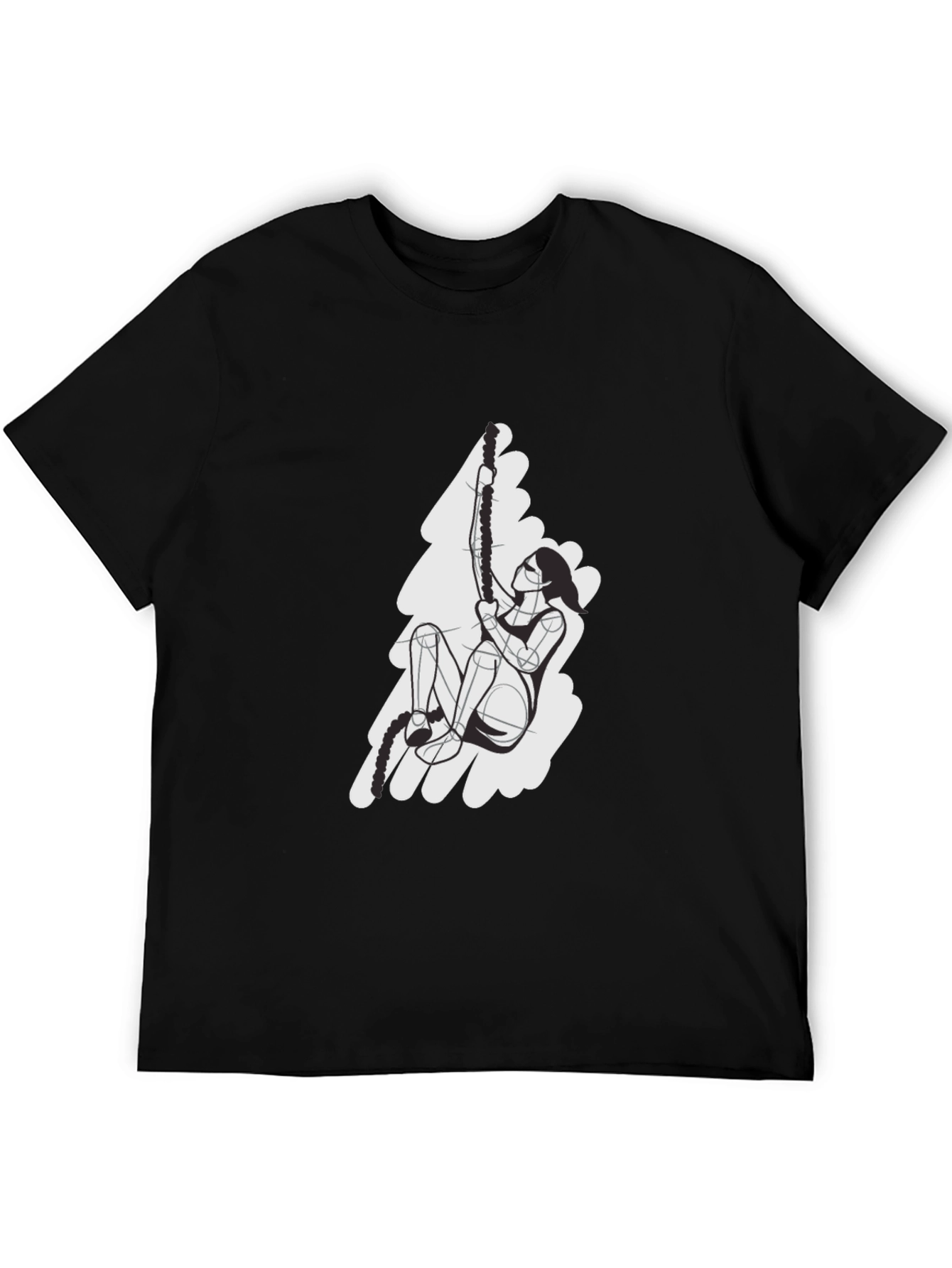 Rope Climbing Graphic T-Shirt - Black Cotton Tee