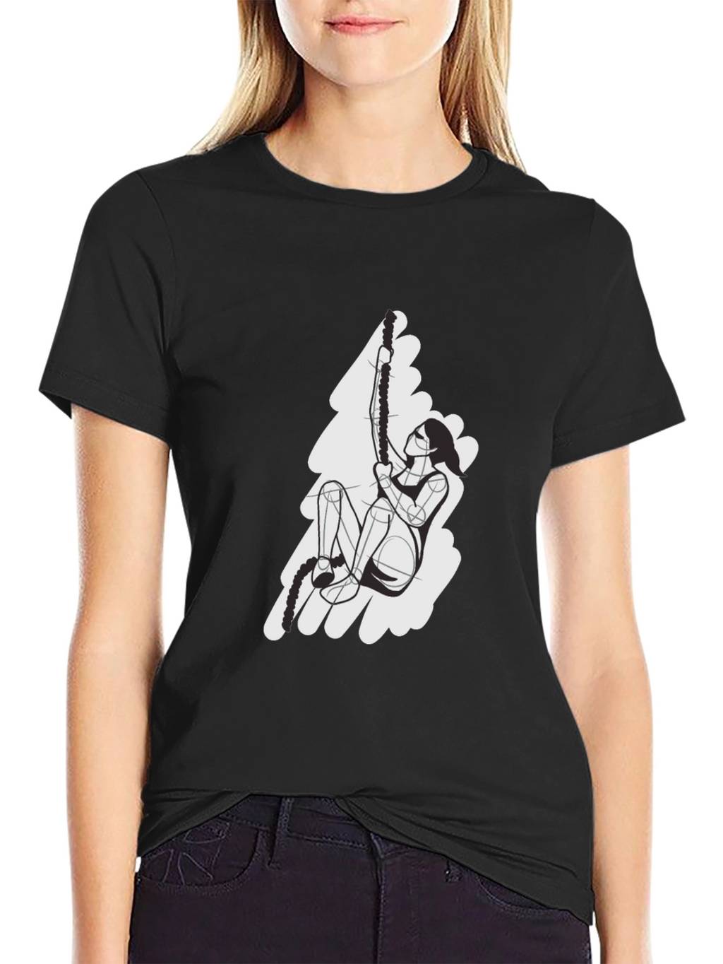 Rope Climbing Graphic T-Shirt - Black Cotton Tee