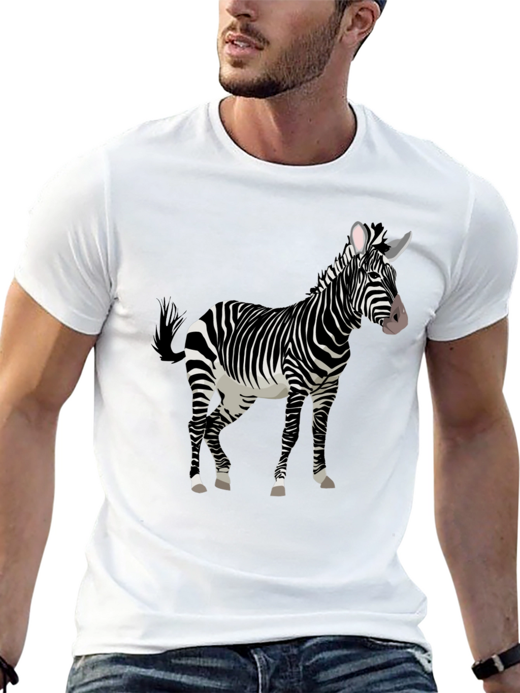 Zebra Graphic Print Black Tee Shirt
