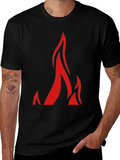 Flame Graphic Black T-Shirt for Men