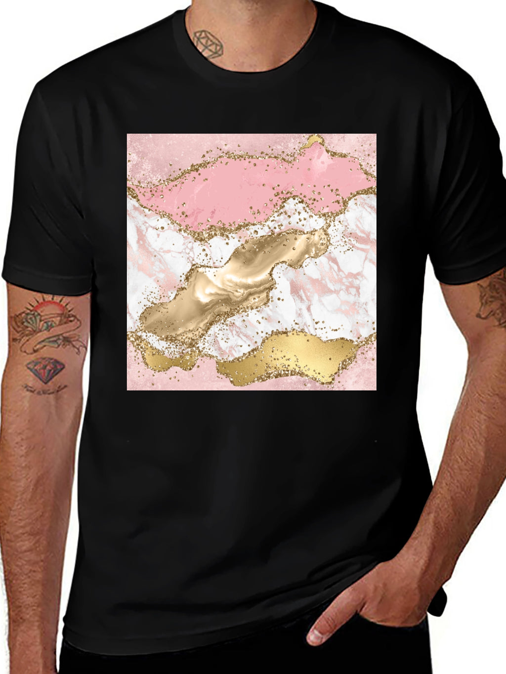 Pink & Gold Marble Graphic T-Shirt