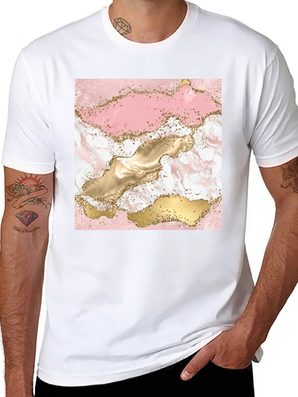 Pink & Gold Marble Graphic T-Shirt