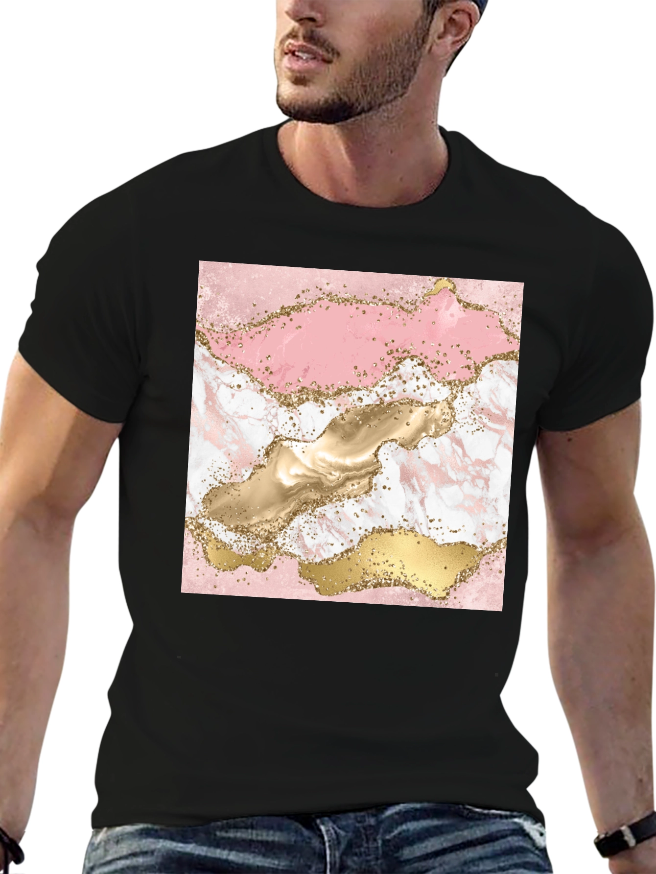 Pink & Gold Marble Graphic T-Shirt