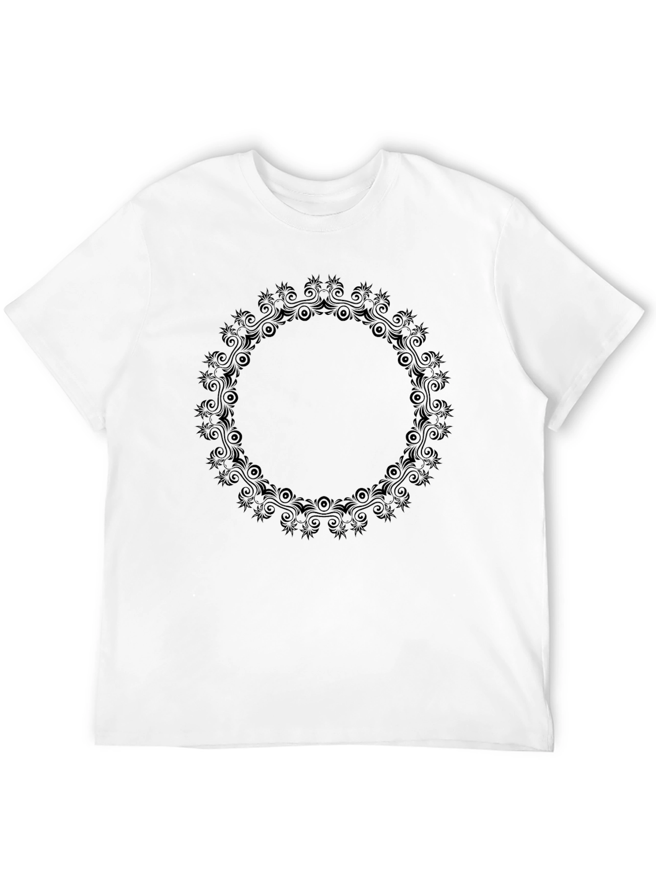 Mens Black Graphic Tee - Circular Design