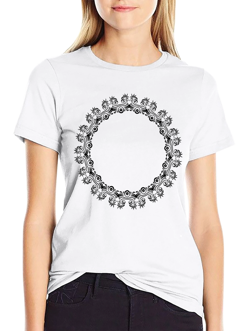 Mens Black Graphic Tee - Circular Design
