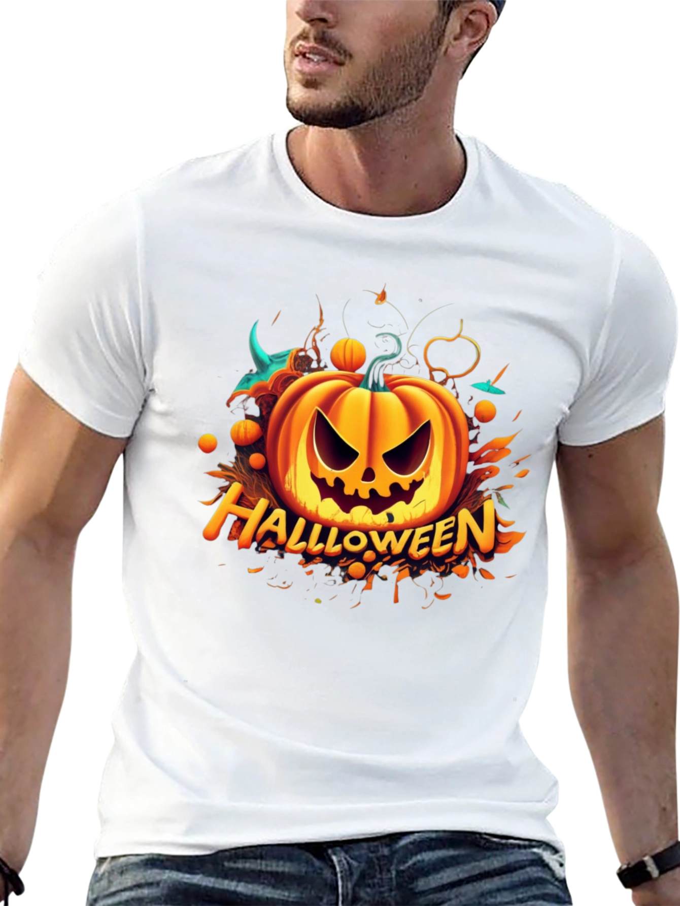 Halloween Pumpkin Graphic T-Shirt - Spooky Season Apparel
