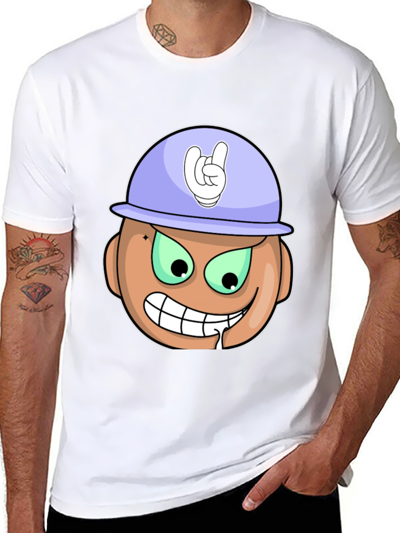 Cartoon Grinning Face T-Shirt