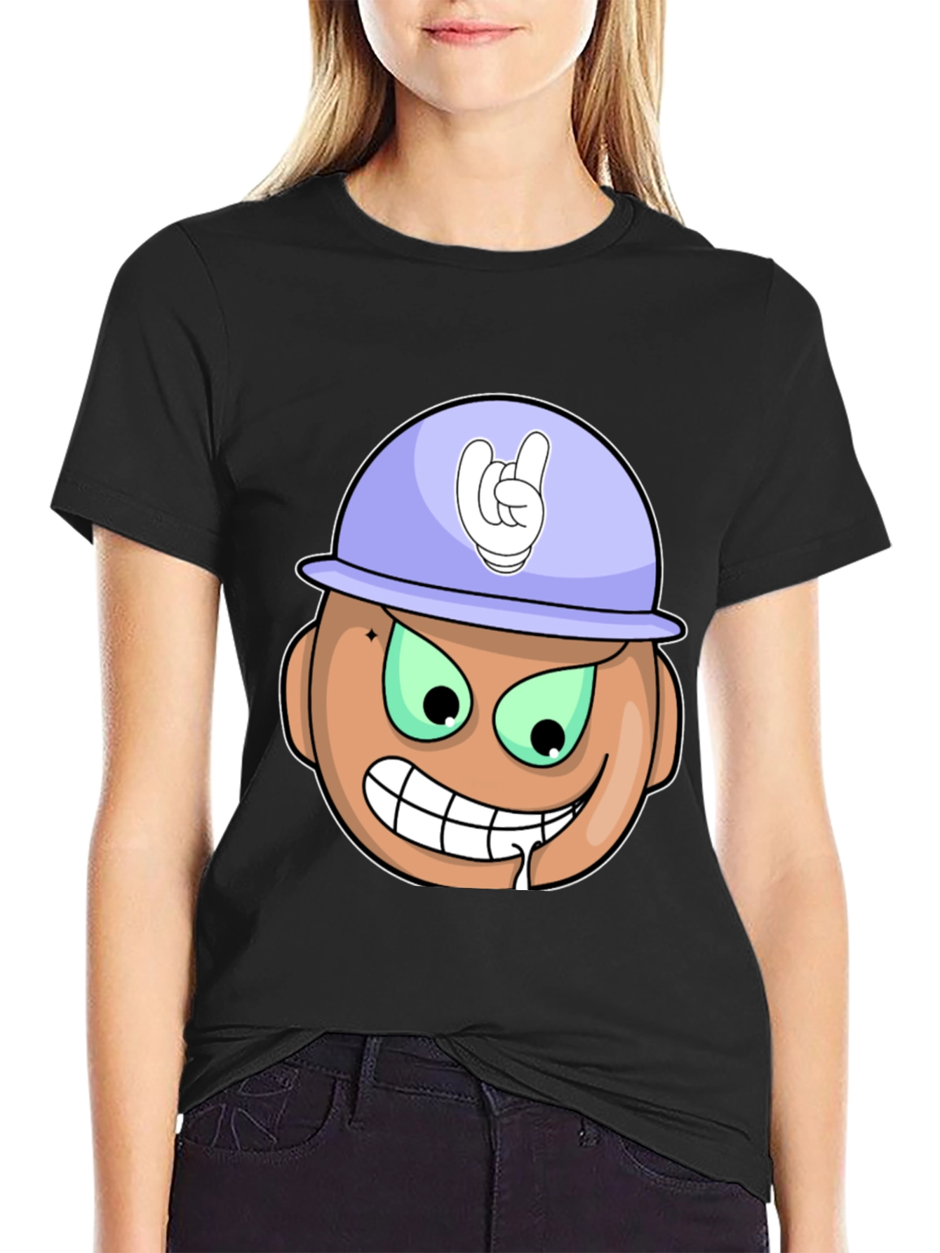 Cartoon Grinning Face T-Shirt