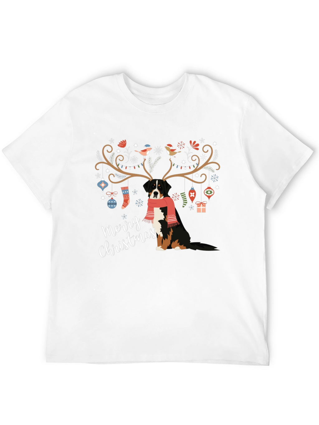 Merry Christmas Dog Antlers T-Shirt – Festive Dog Lover Tee