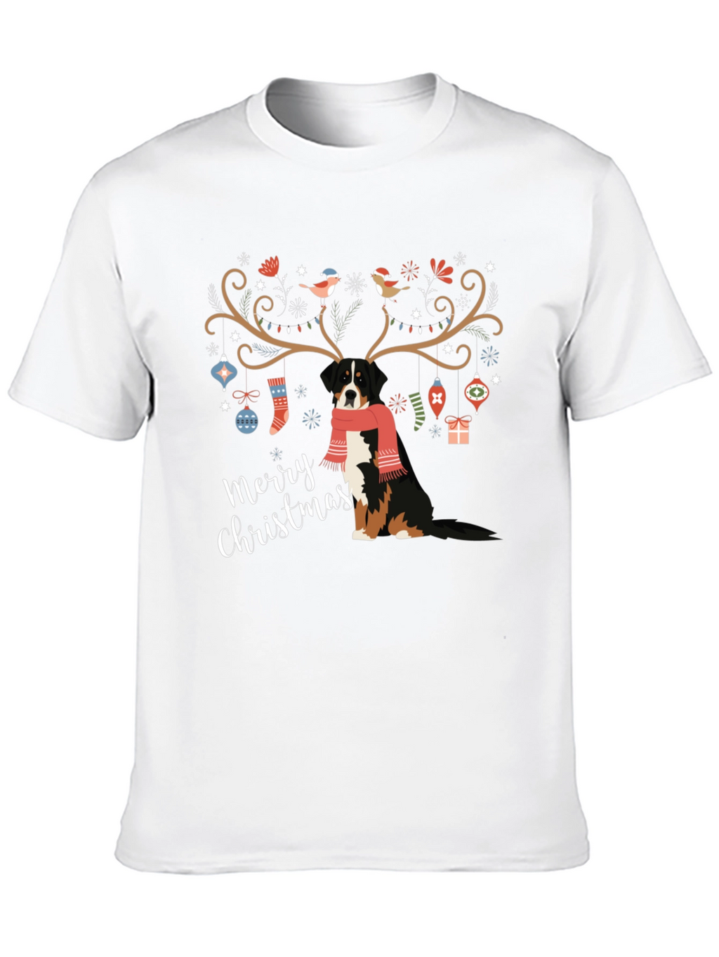 Merry Christmas Dog Antlers T-Shirt – Festive Dog Lover Tee