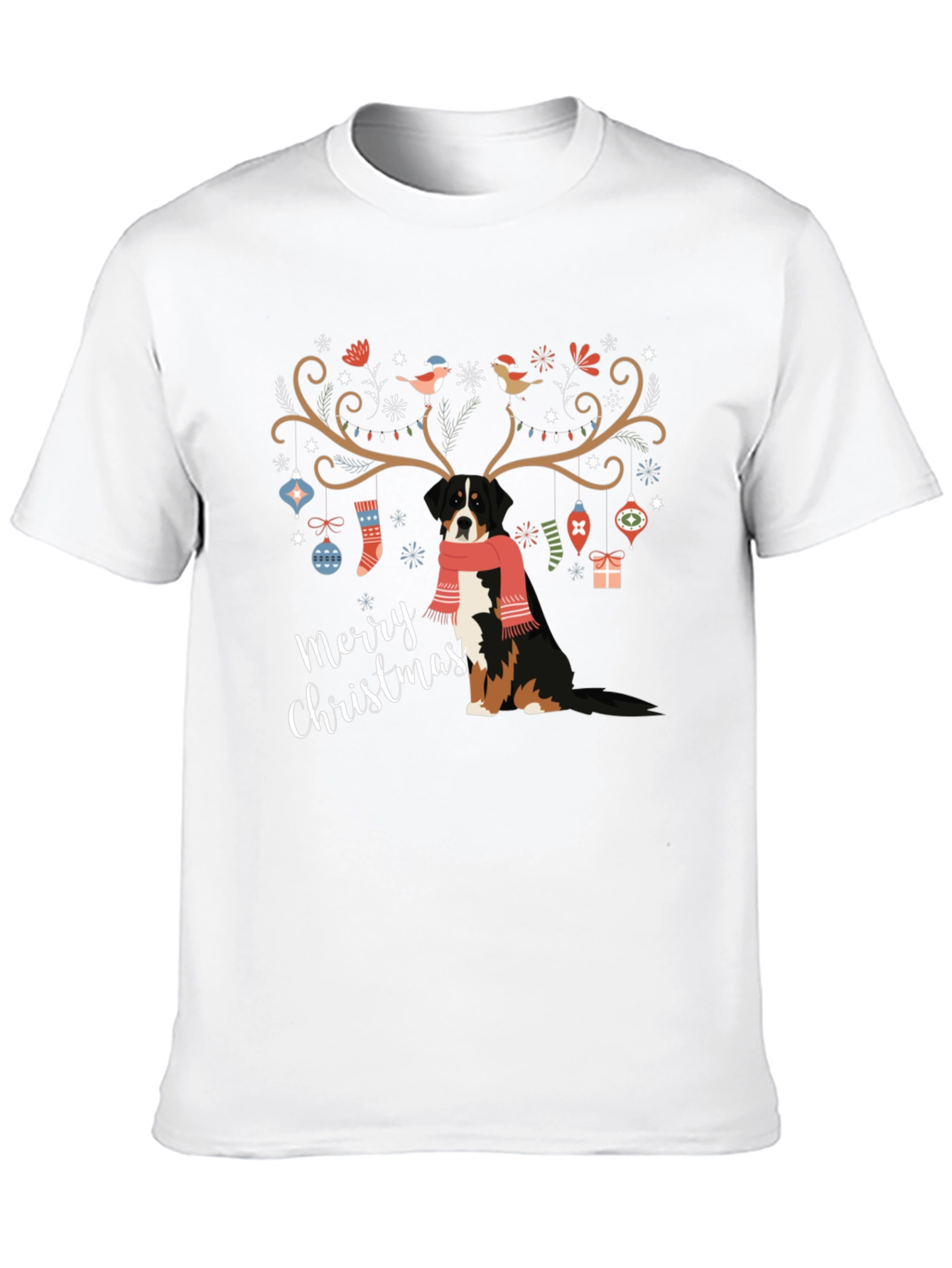 Merry Christmas Dog Antlers T-Shirt – Festive Dog Lover Tee