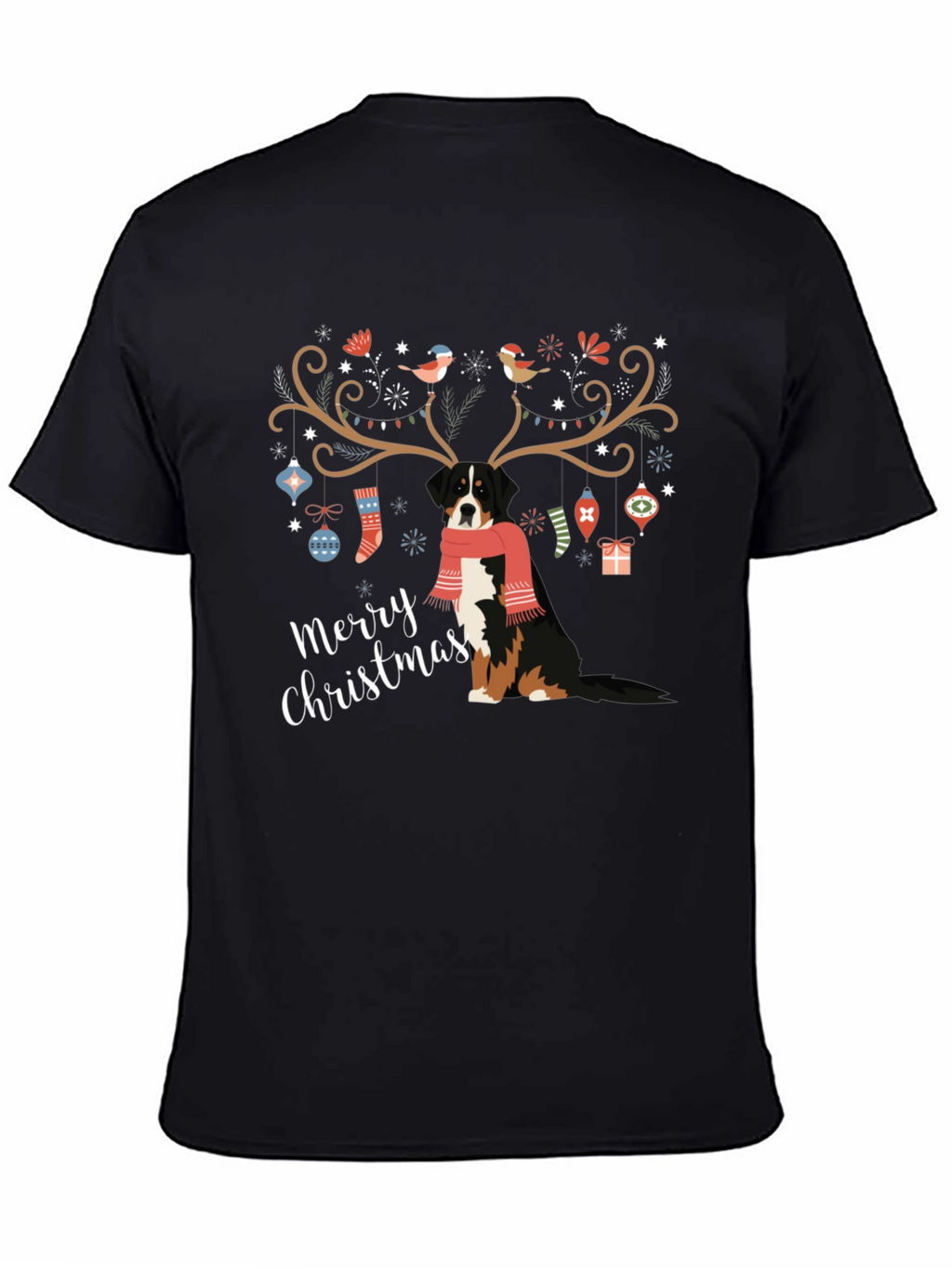 Merry Christmas Dog Antlers T-Shirt – Festive Dog Lover Tee