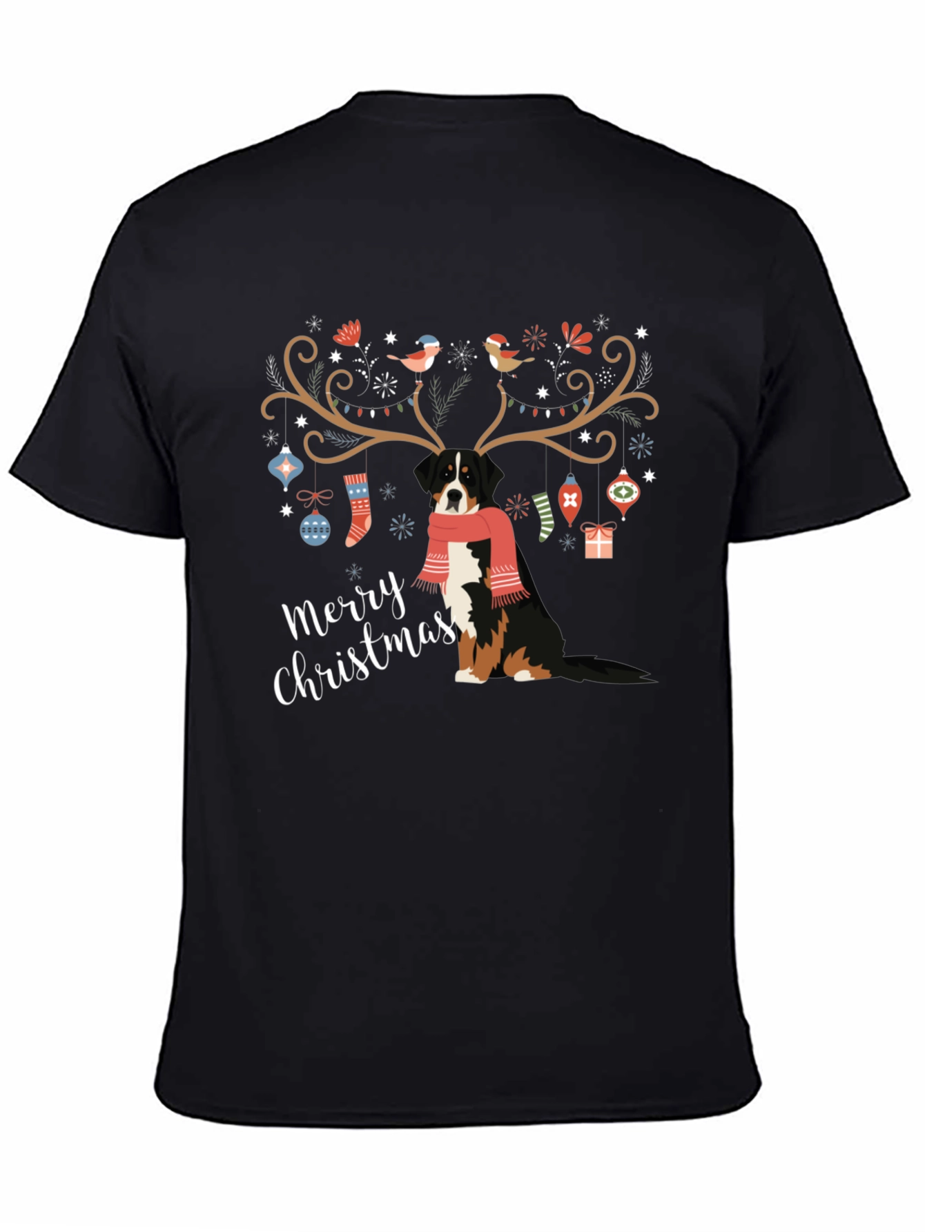 Merry Christmas Dog Antlers T-Shirt – Festive Dog Lover Tee