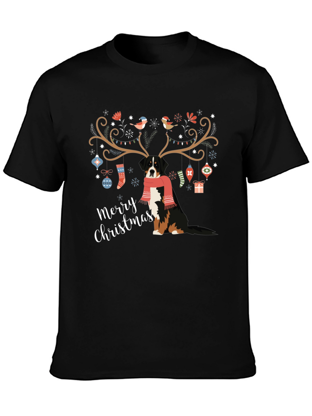 Merry Christmas Dog Antlers T-Shirt – Festive Dog Lover Tee