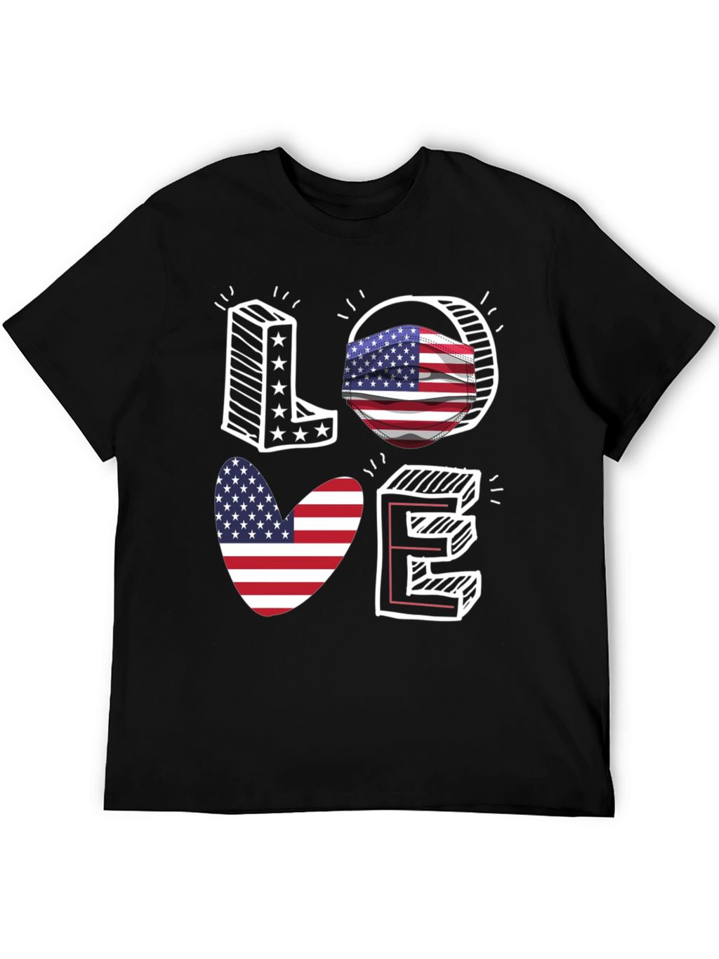 Patriotic LOVE T-Shirt: USA Flag Design