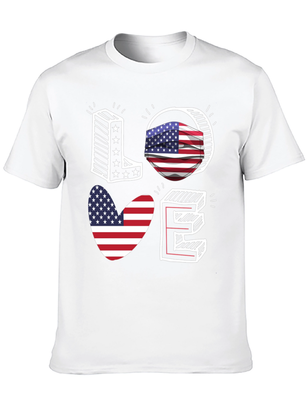 Patriotic LOVE T-Shirt: USA Flag Design