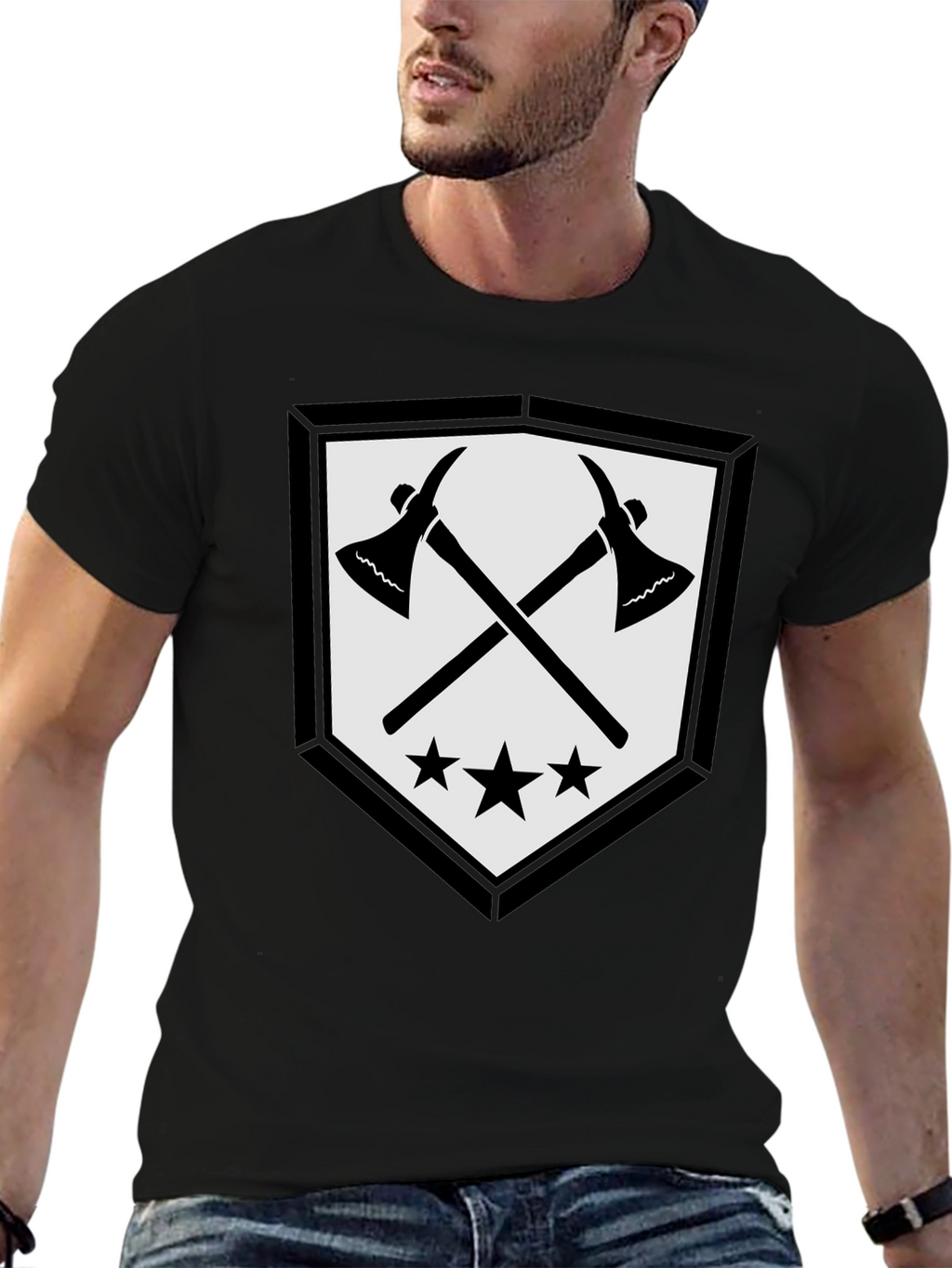 Axe & Stars Graphic T-Shirt - Mens Black Tee