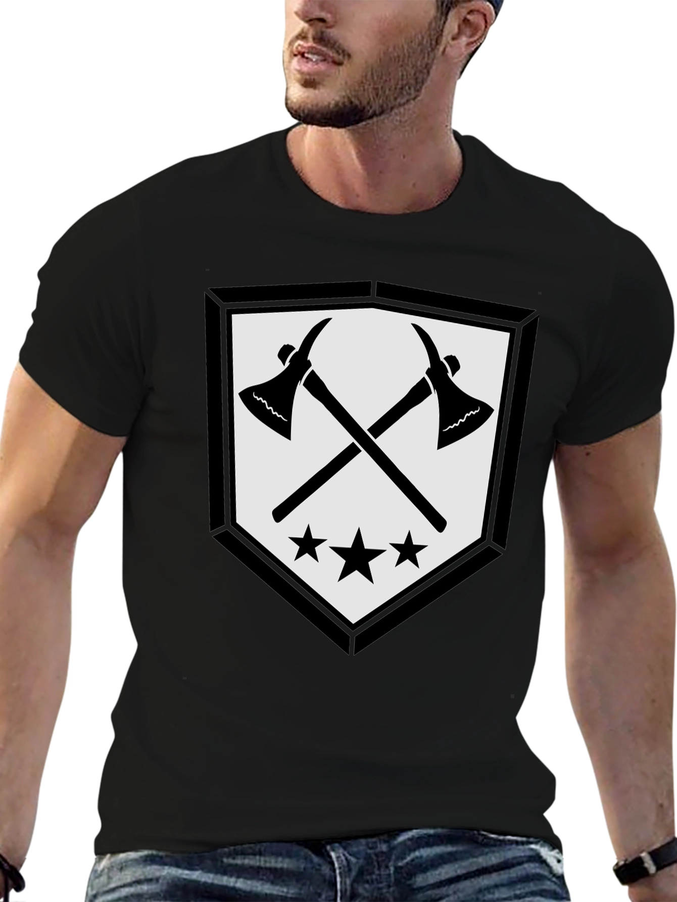 Axe & Stars Graphic T-Shirt - Mens Black Tee