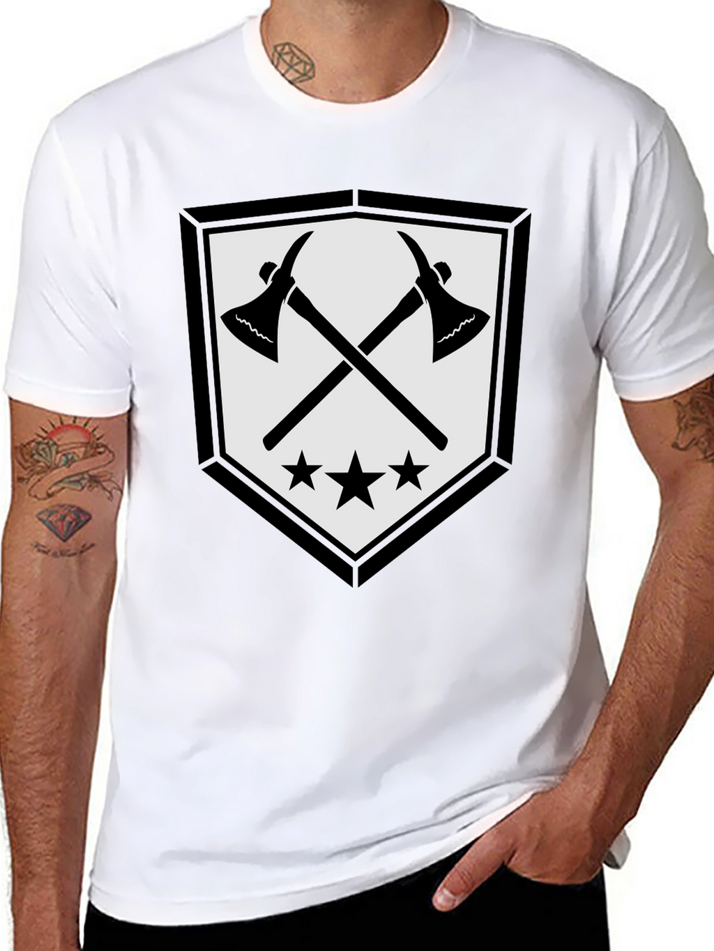 Axe & Stars Graphic T-Shirt - Mens Black Tee