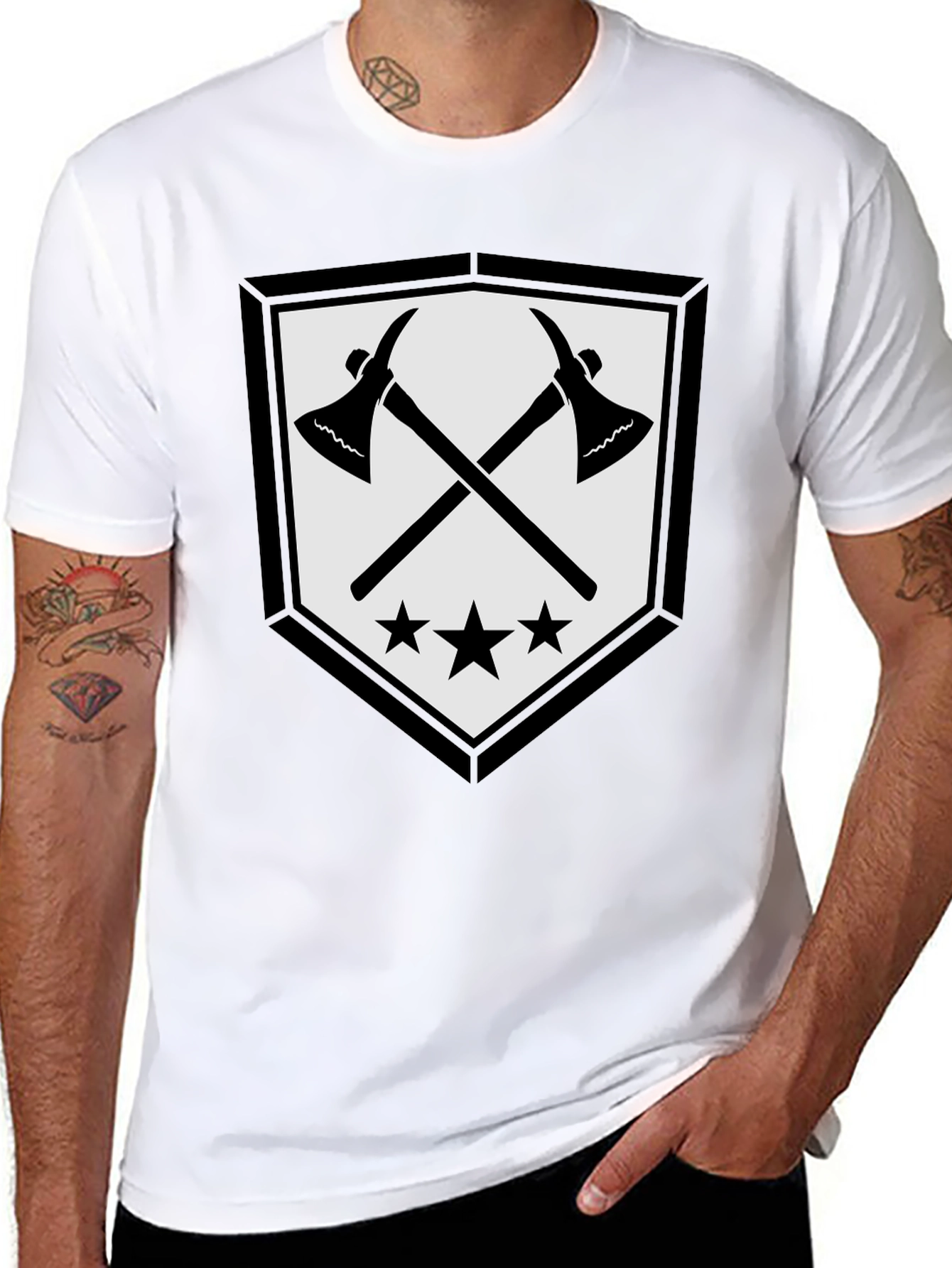 Axe & Stars Graphic T-Shirt - Mens Black Tee