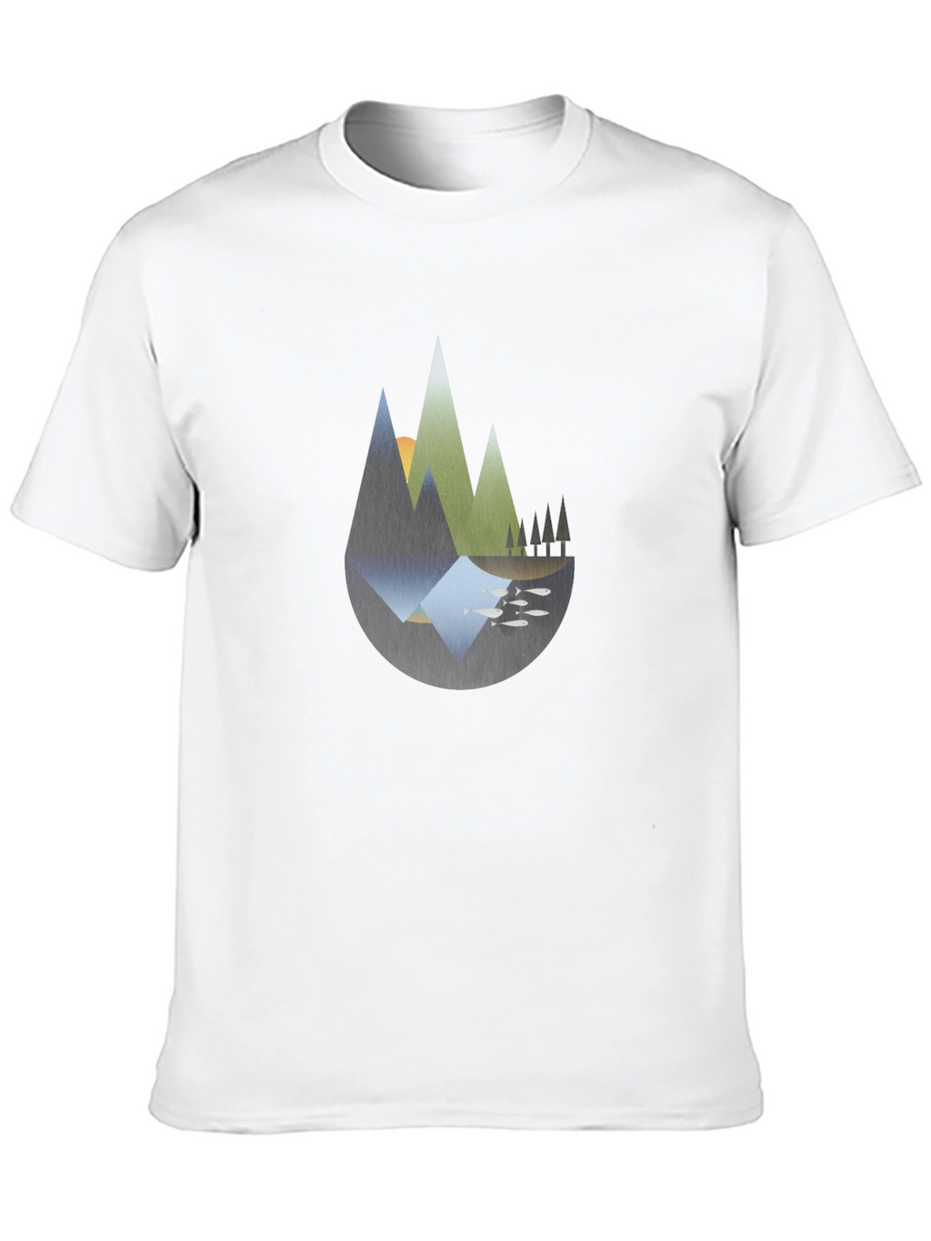 Abstract Mountain Landscape Black T-Shirt