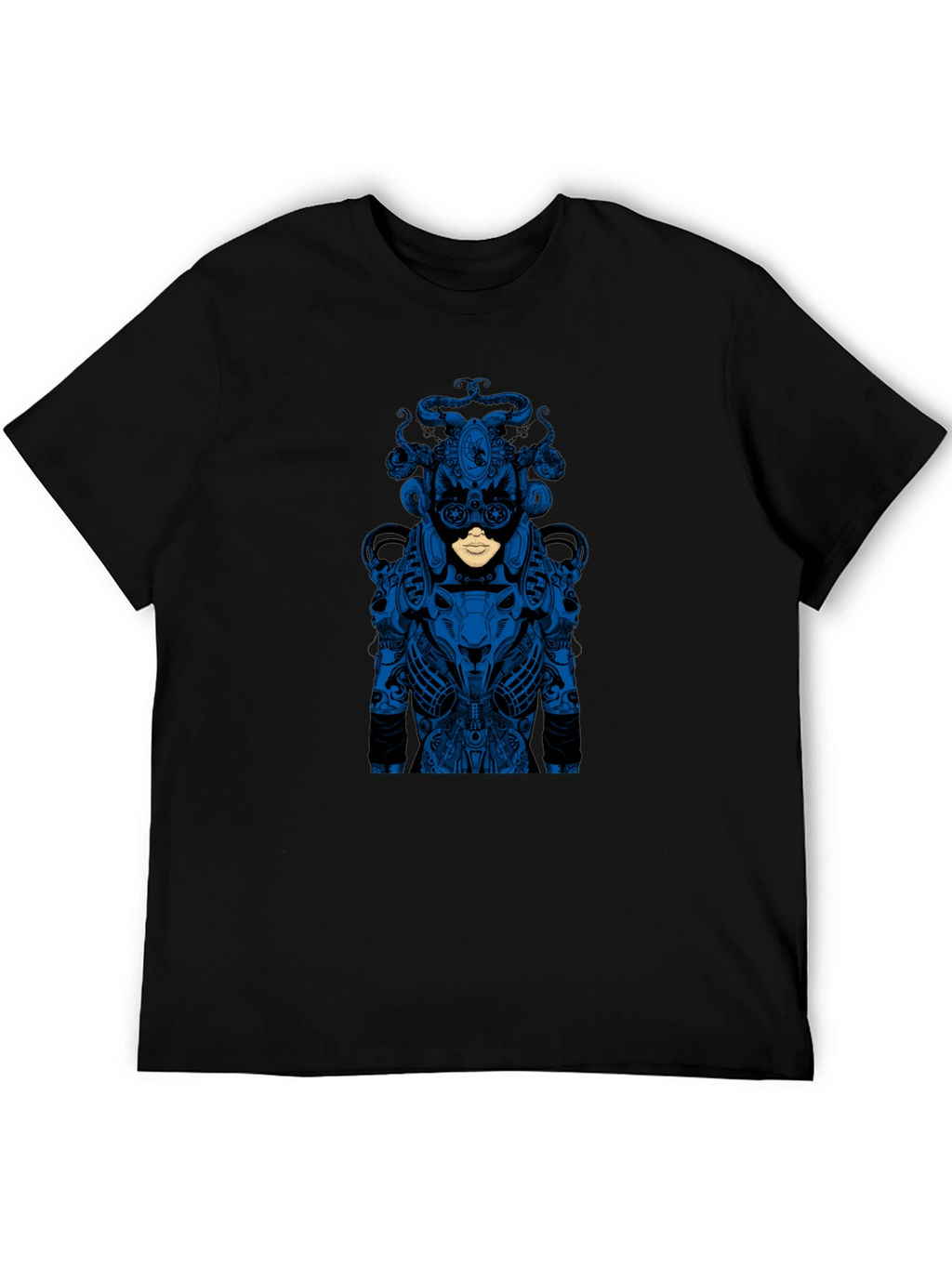 Graphic Black T-Shirt - Blue Medusa Design