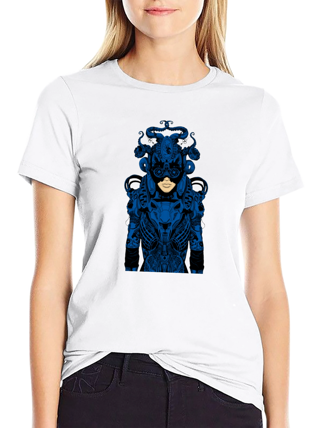 Graphic Black T-Shirt - Blue Medusa Design