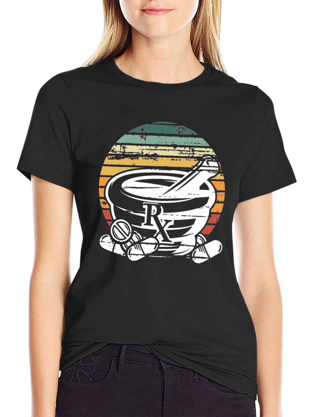 Retro Pharmacy Rx T-Shirt - Black Cotton Blend