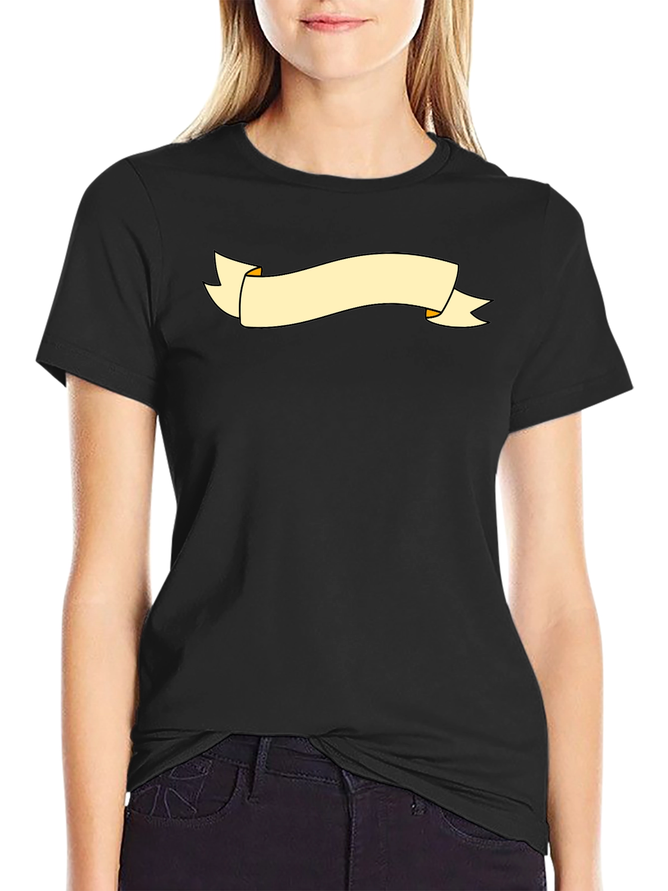 Black Graphic Tee with Banner Design