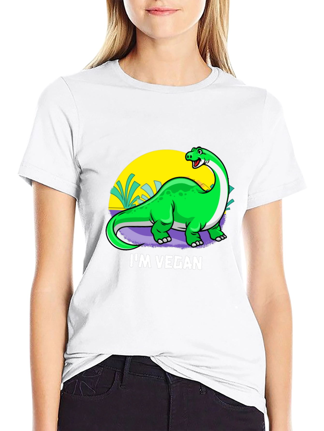 Vegan Dinosaur Graphic T-Shirt - Unisex Crew Neck
