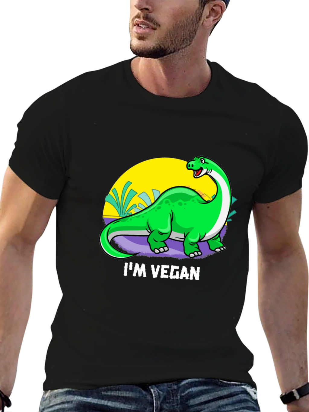 Vegan Dinosaur Graphic T-Shirt - Unisex Crew Neck