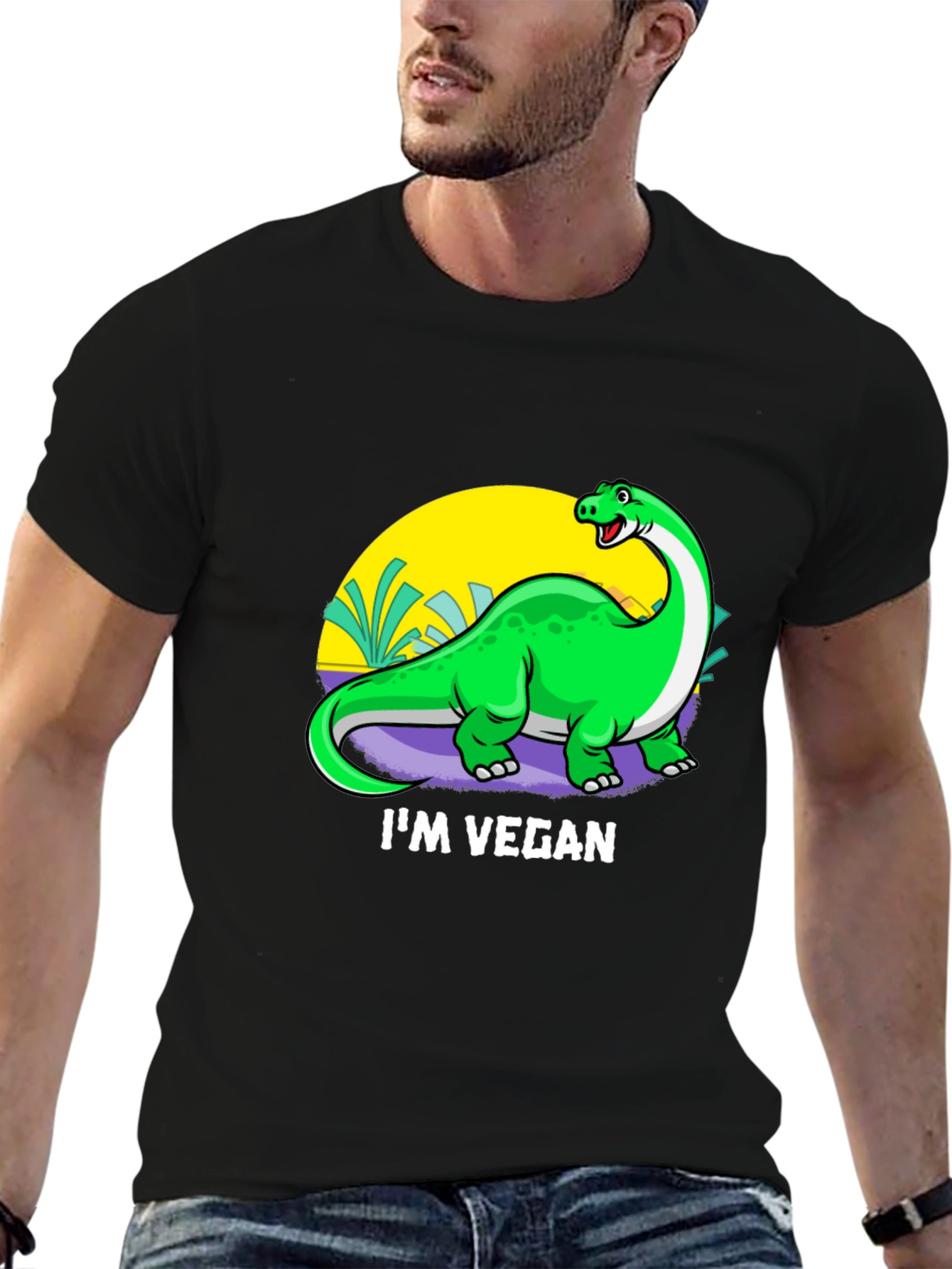 Vegan Dinosaur Graphic T-Shirt - Unisex Crew Neck