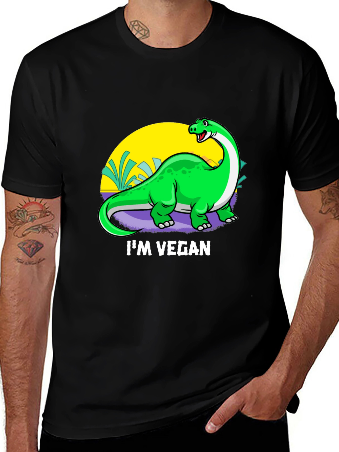 Vegan Dinosaur Graphic T-Shirt - Unisex Crew Neck